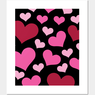 Hearts | Love | Pink | Oval | Black Posters and Art